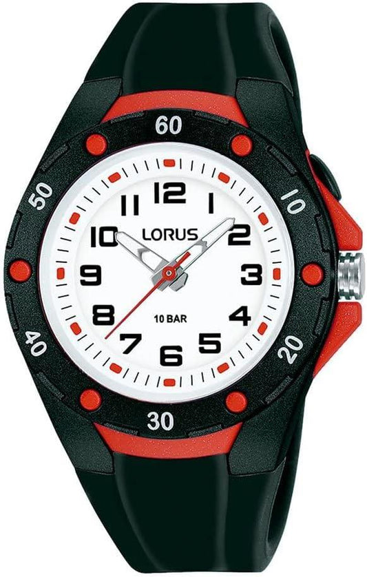 Lorus Children's White dial With Black Silicone Strap Watch R2377NX9  BRAND NEW BUT NEEDS BATTERY