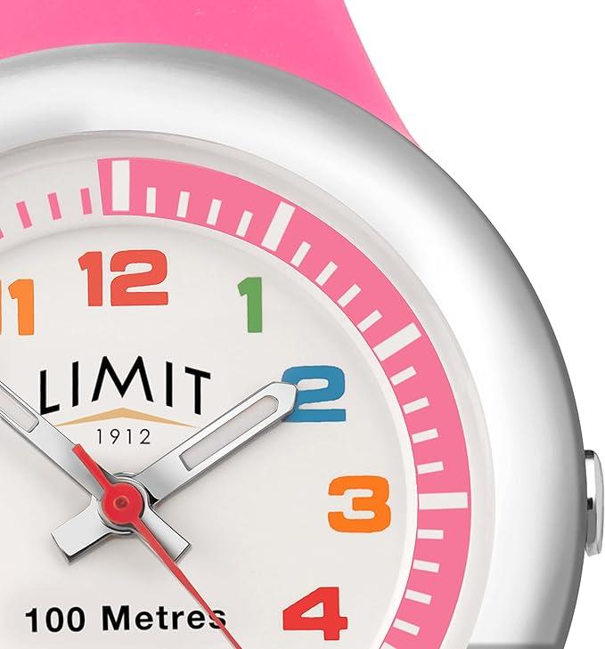 Limit Girls Analogue 100M Water Resistant, White Dial, Pink Silicone Strap Watch