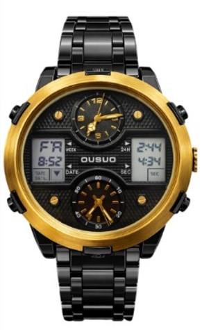 Ousuo Mens Fashion Ana Digital Big Dated Dial Stainless Steel Bracelet Watch NY London Available Multiple Colour