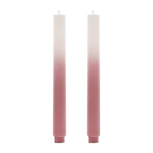 Hestia Set of 2 Ombre Dinner Candles - Pink/White