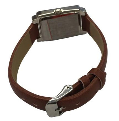 Limit Ladies Basic Rectangle Cream Face Brown Leather strap watch