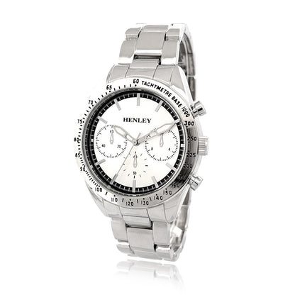 Henley Mens Fashion Round Case Multi Eye Dial Silver Plated Bracelet Watch H04001 Available Multi colors
