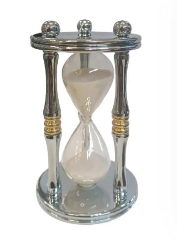 Miniature Clock Silver Plated Medium Sand Timer Solid Brass IMP806/S