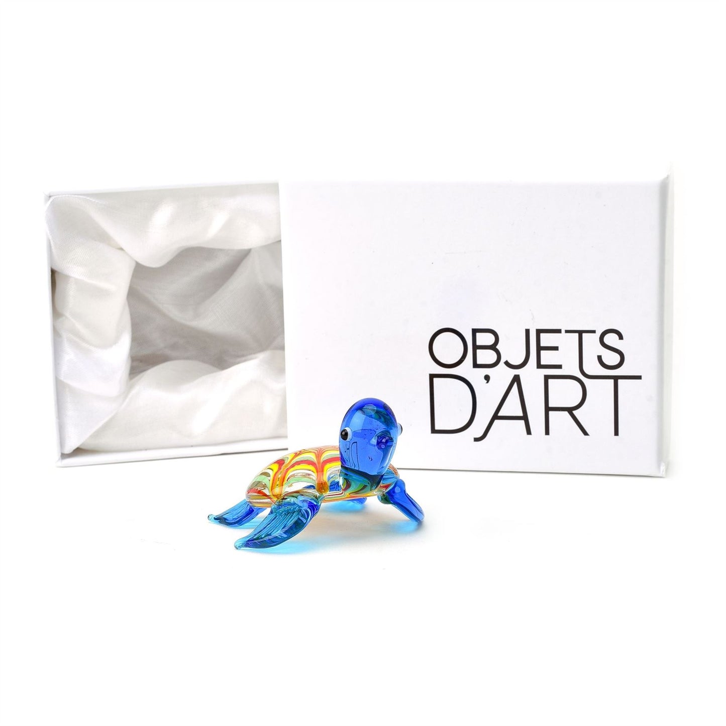 Objets D'art Miniature Glass Figurine - Blue Tortoise