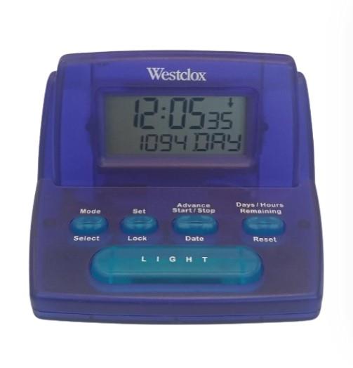 Westclox Purple Digital Day/Date Display Alarm Clock 915350