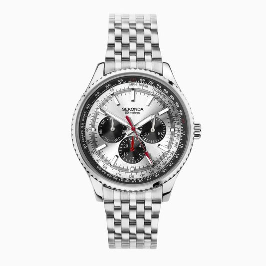 Sekonda Mens Maverick Silver Case & Stainless Steel Bracelet with Silver Dial 30039