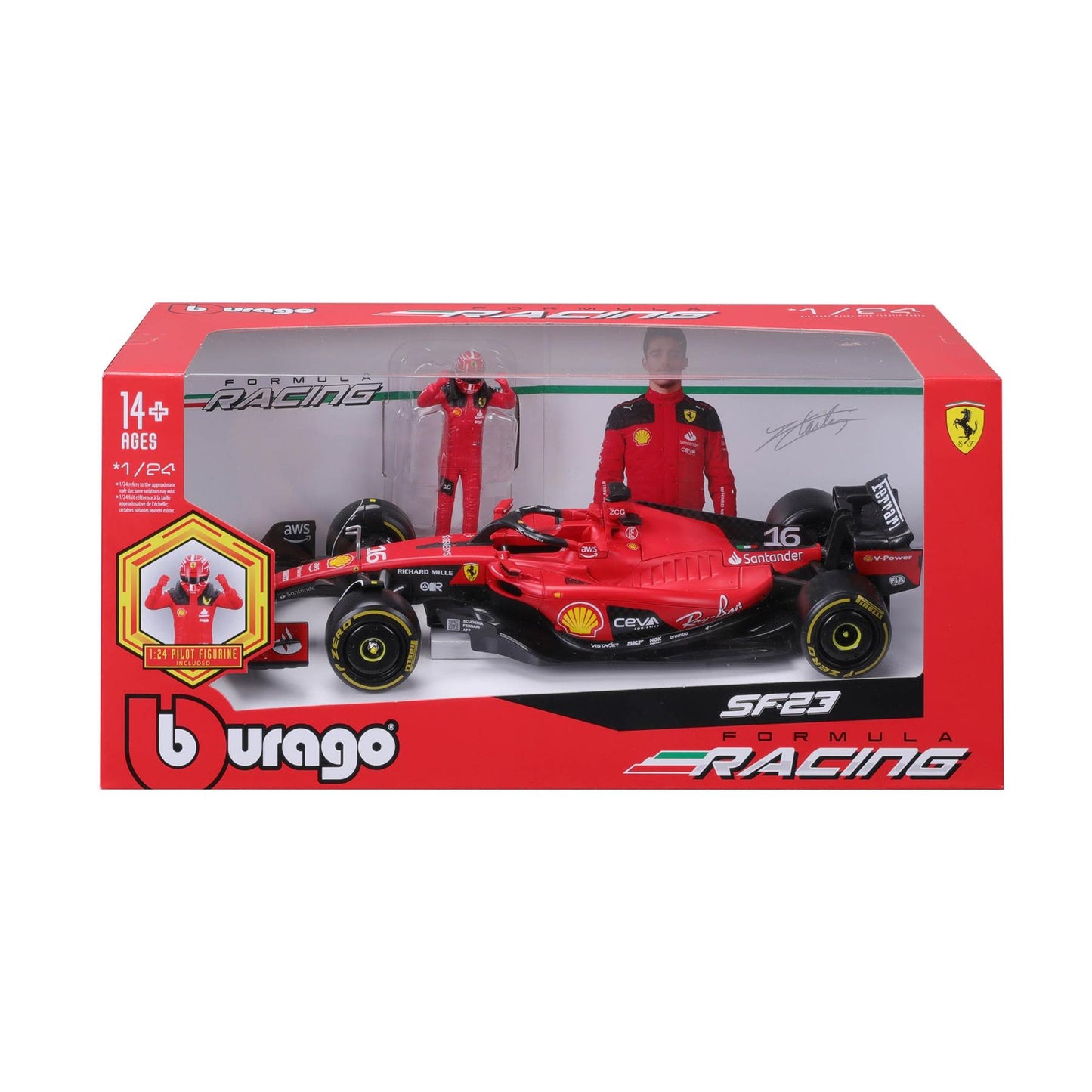 F1 FERRARI SF-23 2023 WITH DRIVER FIGURE LECELERC 1:24