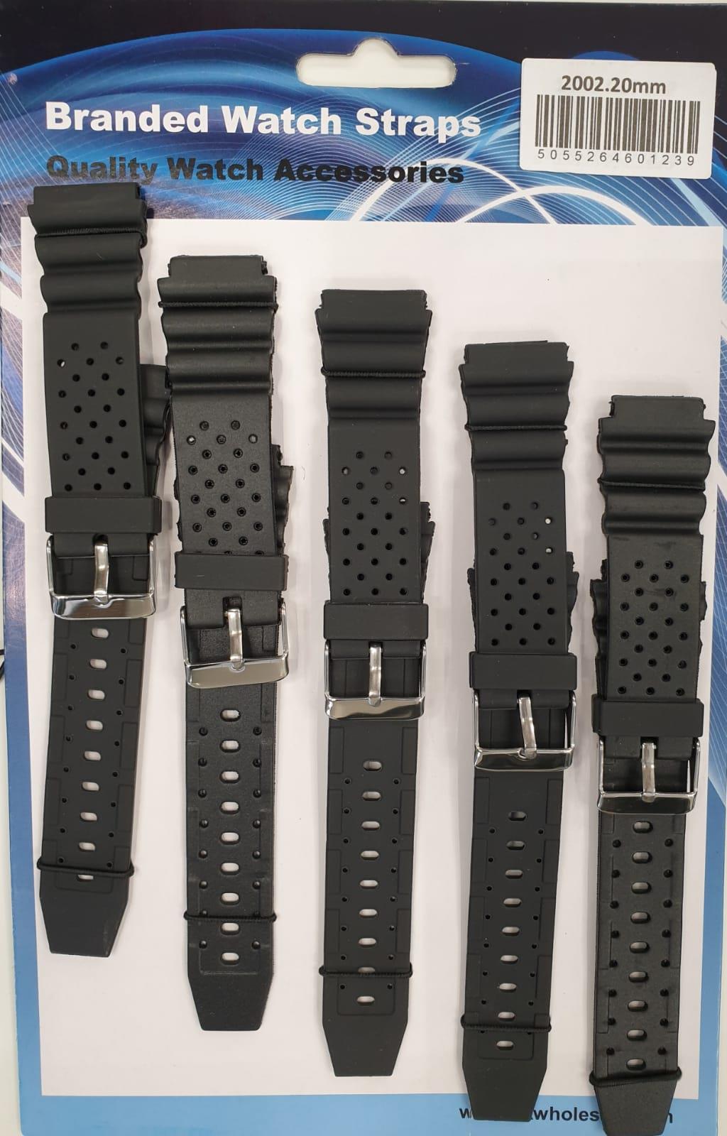 2002 Heavy Duty PU Watch Straps 5PKS Available Sizes 18mm To 24mm