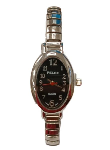 PELEX Ladies Basic Expander Bracelet Quartz Watch PLX-001-SIL-BLK