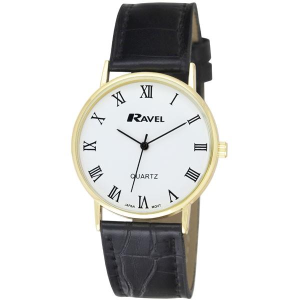 Ravel Mens Basic Classic Dial Roman and Arabic Leather Strap Wristwatch R0129G