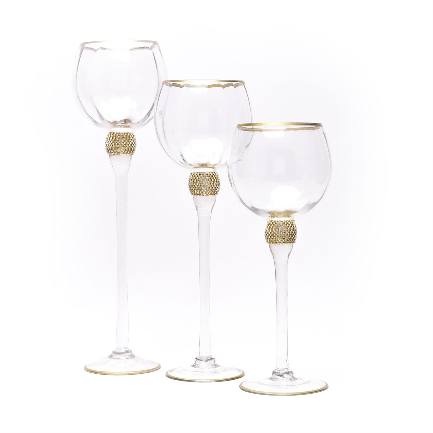 Hestia Set of 3 Diamante Goblets with Gold Detail