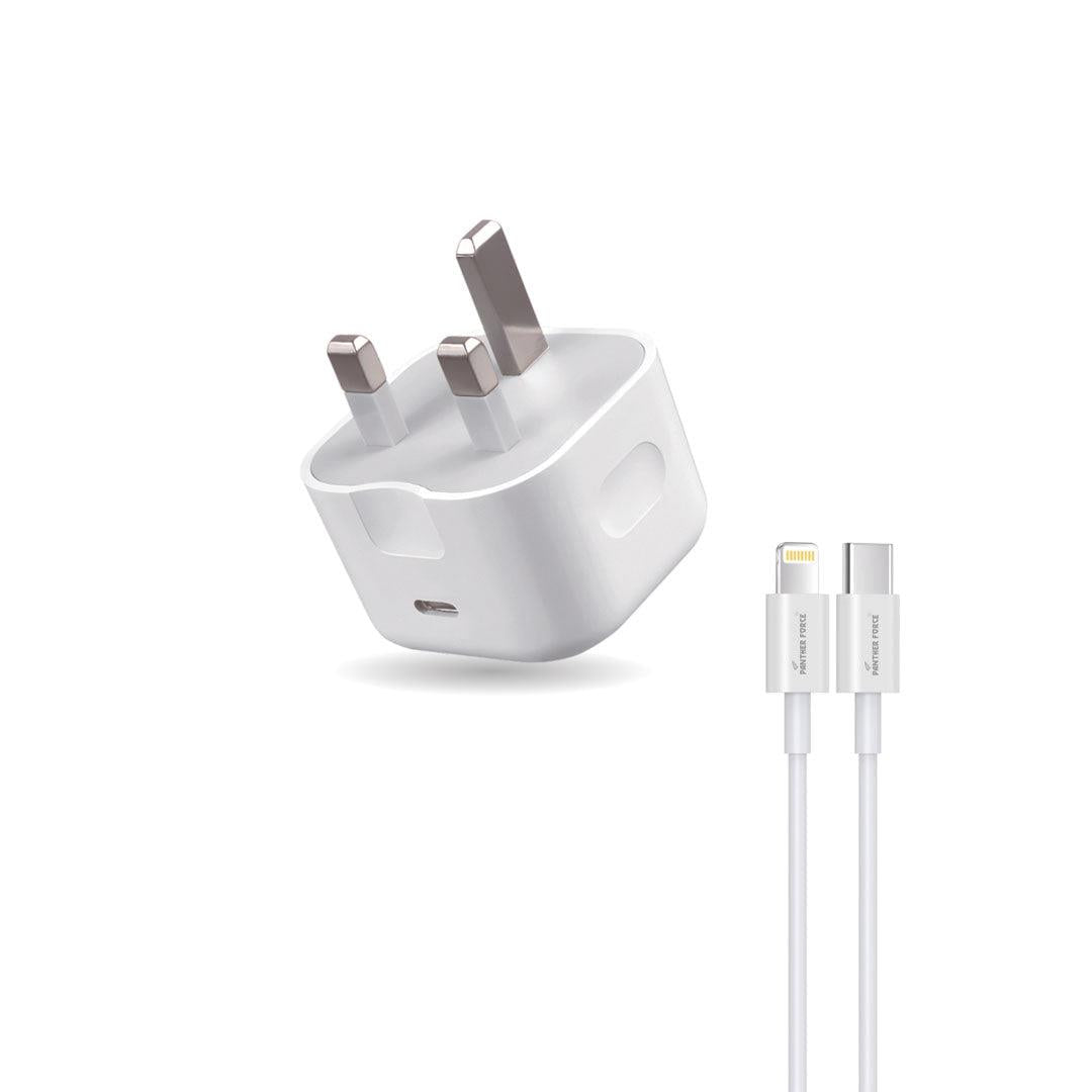 Panther Force 20W Fast Charger + Type-C to Lightning Cable Combo