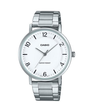 Casio Men's Analog Green Dial with Silver Stainless Watch