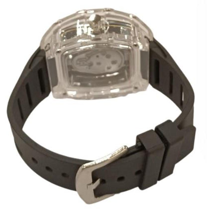 New Rubber Gents Clear Fashion Quartz Movement Skeleton Clear Dial Rubber Strap Watch Available Multiple Colour