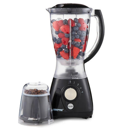 Geepas 2-In-1 Black Portable Food Jug Blender and Grinder 1.5L