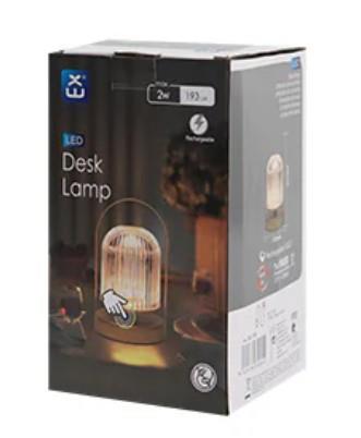 ExtraStar LED Desk Lamp Rechargeable, 3 Colour Change Dimmable, Crystal Dome and Golden Handle