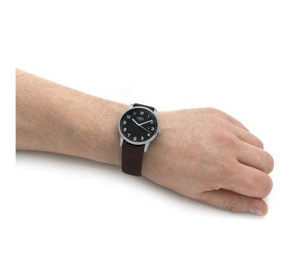 Limit Mens Basic Dated Black Dial Brown Leather Strap Watch 5744