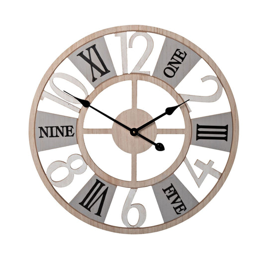 Hometime Metal & Wood Wall Clock Roman & Arabic Dial 60.4 cm