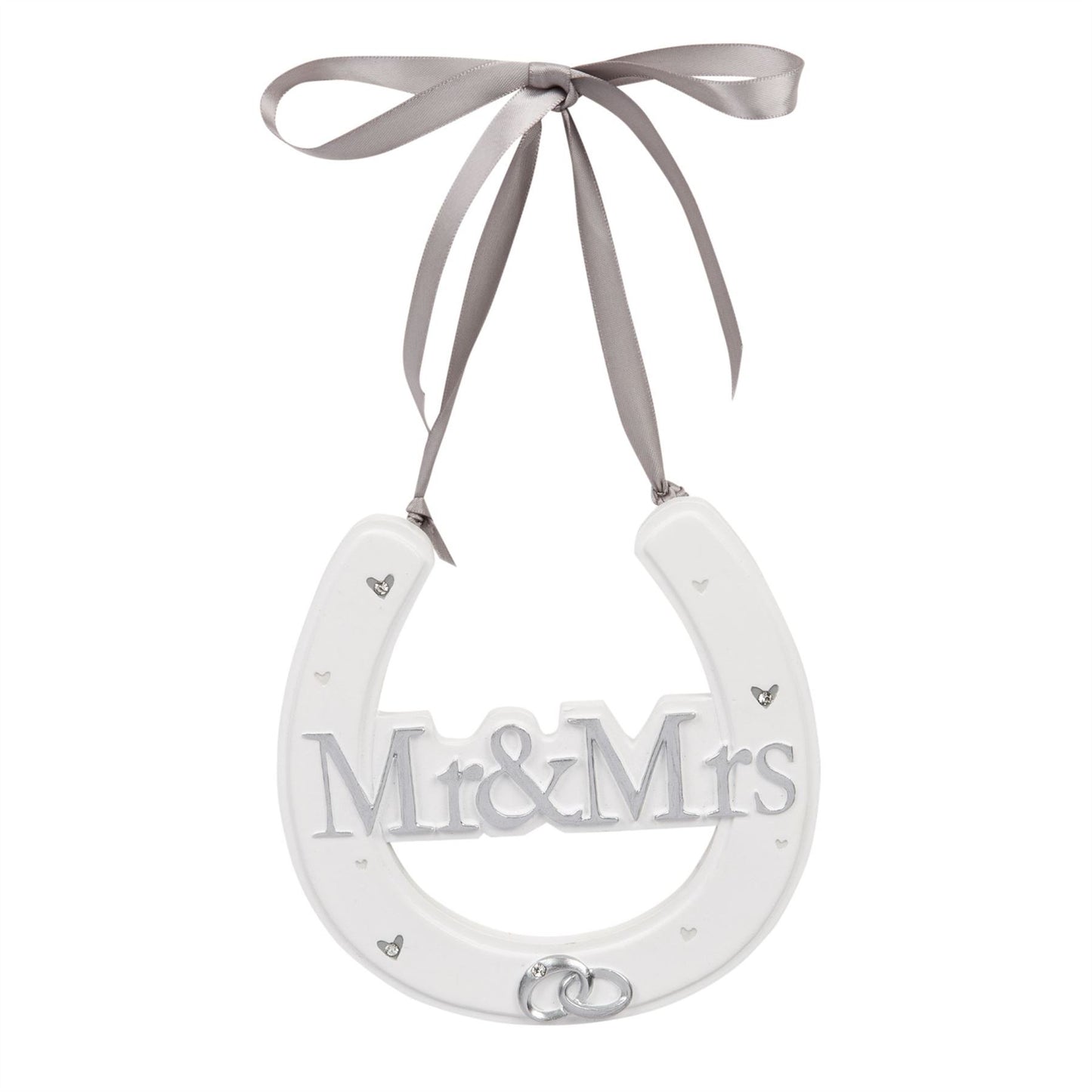 Amore White Resin Wedding Horse Shoe - Mr & Mrs