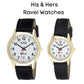 Ravel Mens Gilt Day/Date  Faux Leather Strap Watch + Ravel Womens Gilt Day/Date  Faux Leather Strap Watch R0706.19.1+R0706.19.2