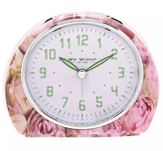 Wm.Widdop Quartz Alarm Clock - Pink Rose Design L/S/C