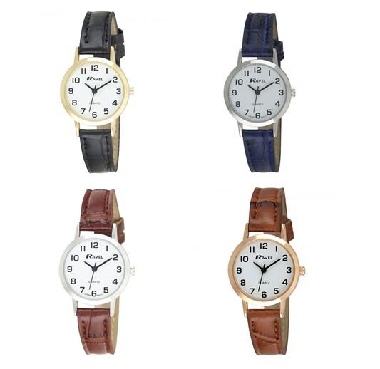 Ravel Ladies Basic Leather Strap Watch R0102L Available Multiple Colour