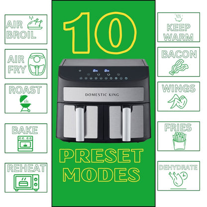 Domestic King Sync Technology 7L Digital Dual Basket 2400W Air Fryer With Recipe Book- DK18094