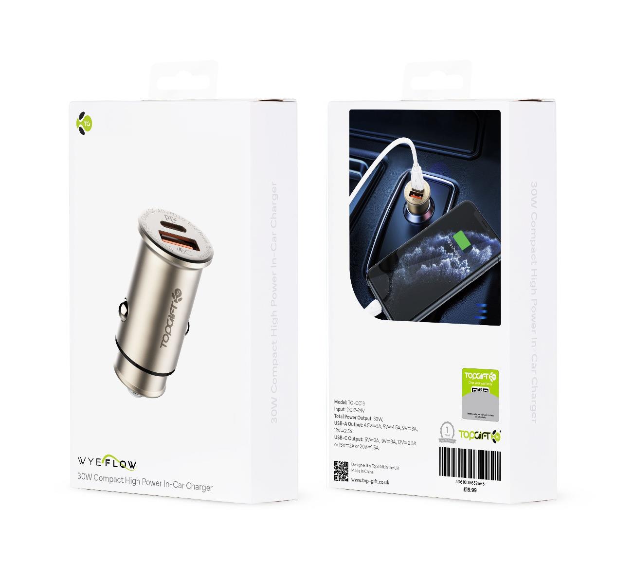 Compact High Power In-Car Charger 30W WYEFLUX