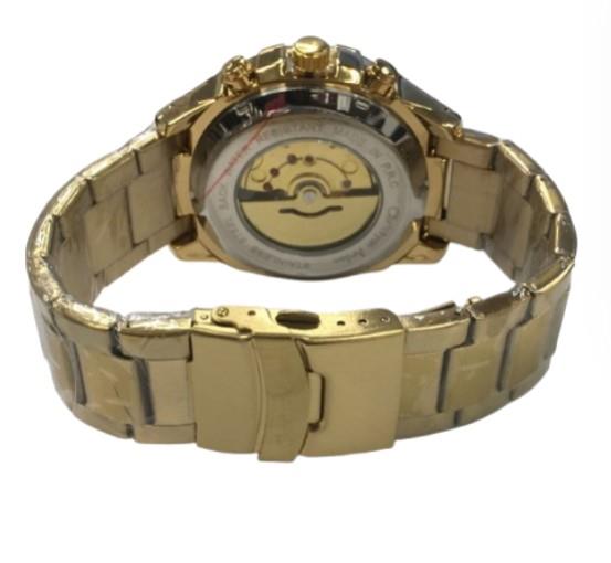 Christyan Arden Mens Fashion Dated Dial Analogue Gold/Black Metal Bracelet Strap Watch