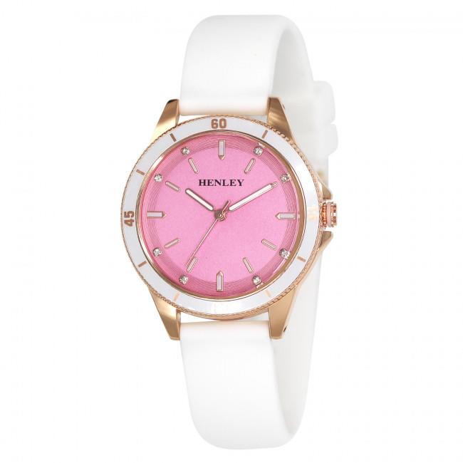 Henley Ladies Coloured Sports White Rubber Strap Watch H06173 Available Multiple Colour