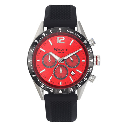 Ravel Mens Fashion Sports Multi 100m Water Resistant Chronograph Dated Rubber Strap Watch RPR-M Available Multi Colors