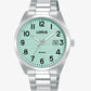 Lorus Mens  Basic Fashion Date Light Green Textured Dial Silver Plated Stainless Steel Bracelet Watch RH909RX9