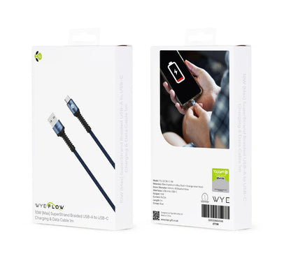 SuperStrand Braided USB to Type C Charging & Data Cable 1m WYEFLOW 10w