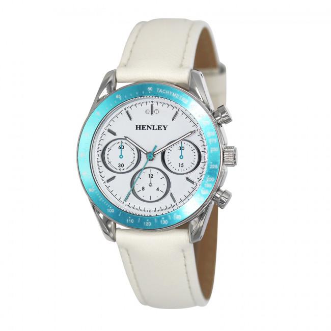 Henley Ladies Round sporty white dial Leather Strap Watch H06183 Available Multiple Colour