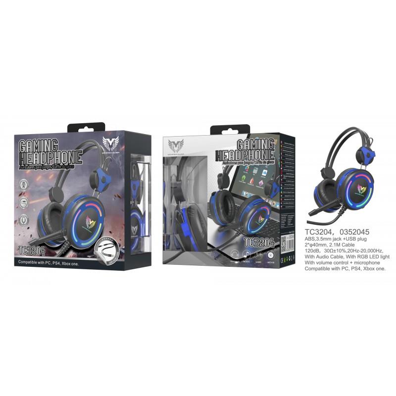 MTK Gaming Headphone RGB Light, with Mic & Volume Control, PC/PS4/XBox One, 2.1M