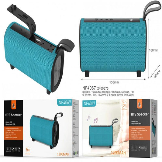 Portable Bluetooth Speaker Horizon, 5W, FM/Audio/USB/TF Card (64G Max), 1200mAh, BTS 5.0, Blue