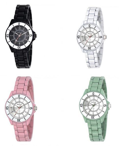 Henley Ladies Fashion Enamelled Round Case Sunray dial Bracelet Watch H07241 Available Multiple Colour