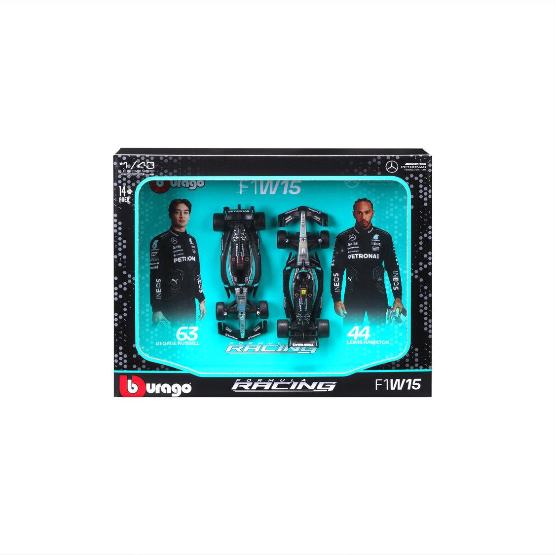 1:43 F1 MERCEDES AMG W15 2024 TWO PACK HAMILTON AND RUSSELL