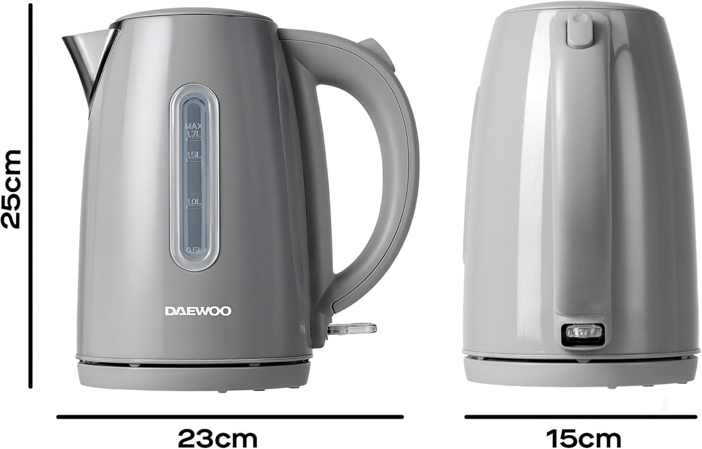 Daewoo Grey Kensington 1.7L Jug Kettle 3000W