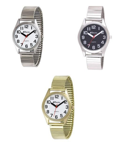 Ravel Ladies Classic Super Bold Easy Read Expander Bracelet Watch R0225L Available Multiple Colour