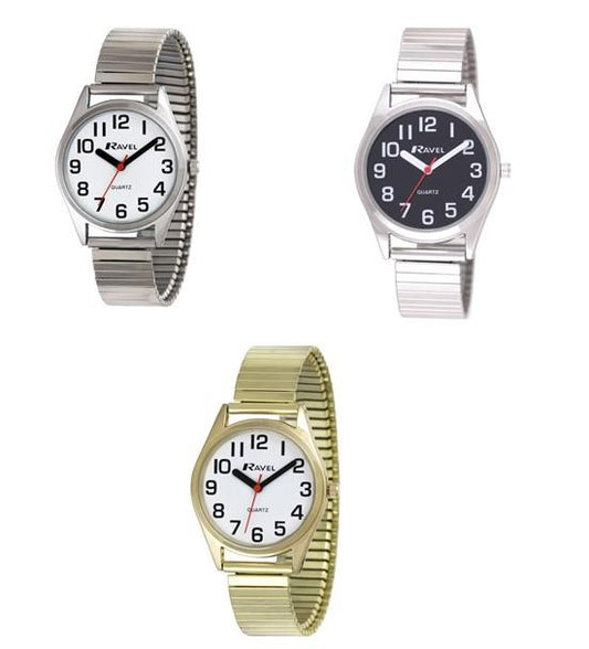 Ravel Ladies Classic Super Bold Easy Read Expander Bracelet Watch R0225L Available Multiple Colour