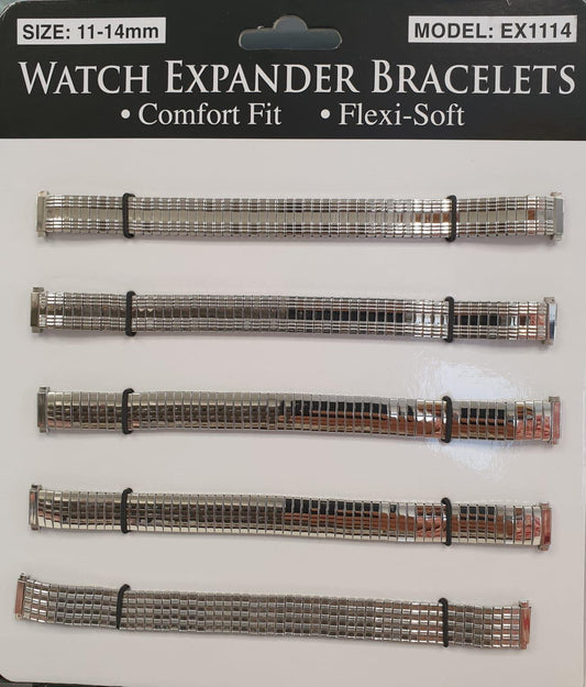 Watch Straps 11-14mm Expander 6 pack EX1114 Silver Colour