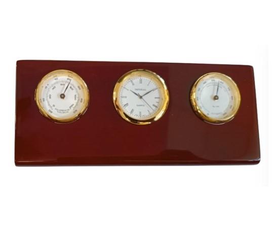 Miniature Clock Dial along with Barometer & Thermometer Dials Brown Solid wood IMP219 - CLEARANCE NEEDS RE-BATTERY