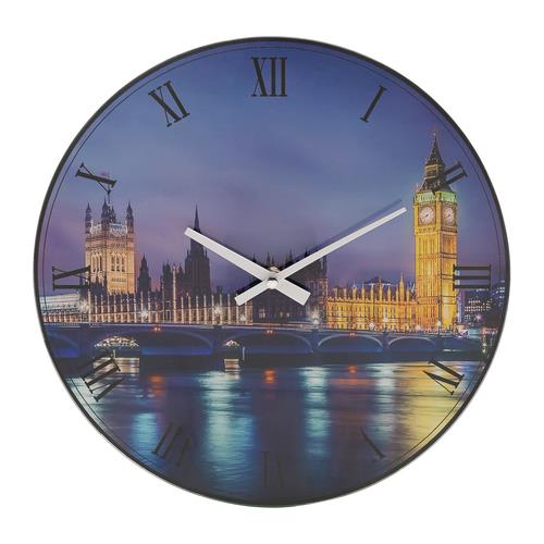 Hometime Glass Wall Clock 30cm Dolphin Design
