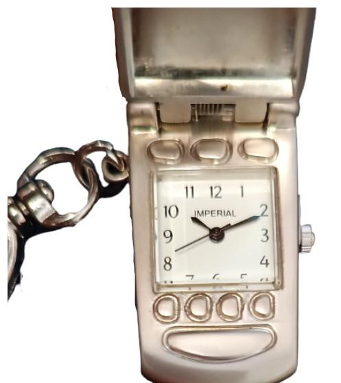Imperial Key Chain Clock Mobile Flip Phone Silver IMP704- CLEARANCE NEEDS RE-BATTERY