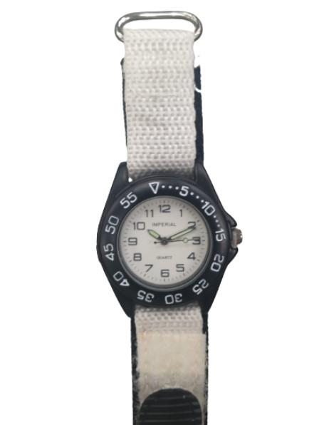 Imperial Kid's White Mid Dial with Velcro Strap Easy Fasten Watch IMP429W CLEARANCE NEEDS RE-BATTERY