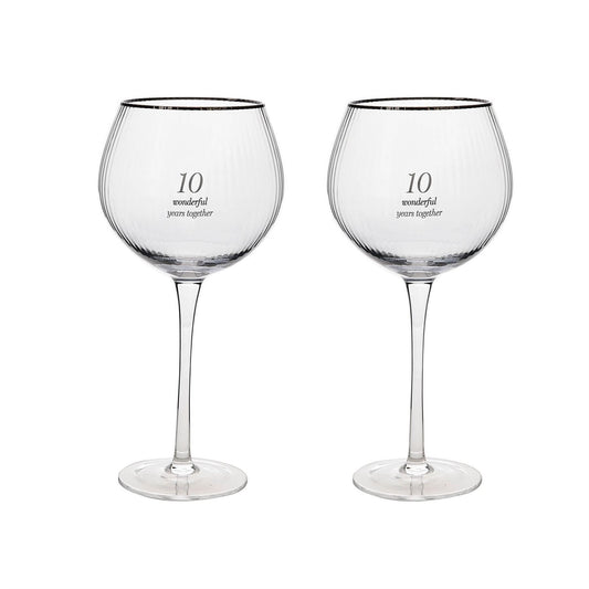 Amore Set of 2 Gin Glasses - 10th Anniversary