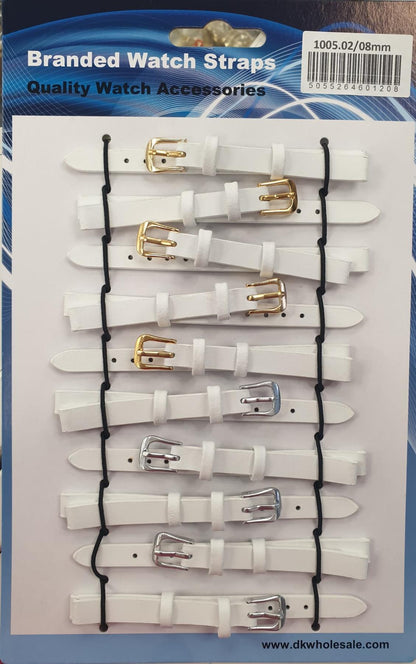 Leather White Watch Straps Pk10 Available sizes from 6mm To 24mm 1005.02