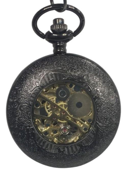 Mens & Ladies Mechanical Hand Winding Half Hunter Steampunk Gun Pocket Watch