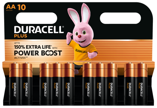 Duracell AA Plus Power Batteries With Power Boost Actives - Card of 10